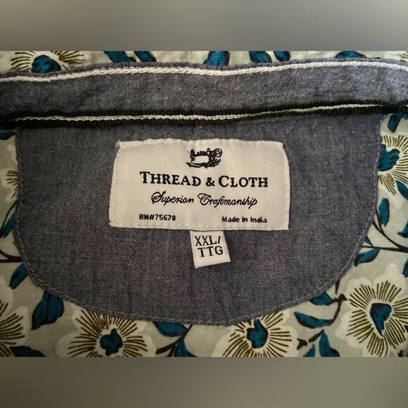 THREAD & CLOTH Floral SS Button Down Cotton Shirt sz XXL - Picture 6 of 9